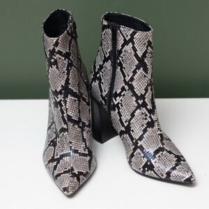 Jeffrey Campbell Black and Gray Snakeskin Ankle Boots